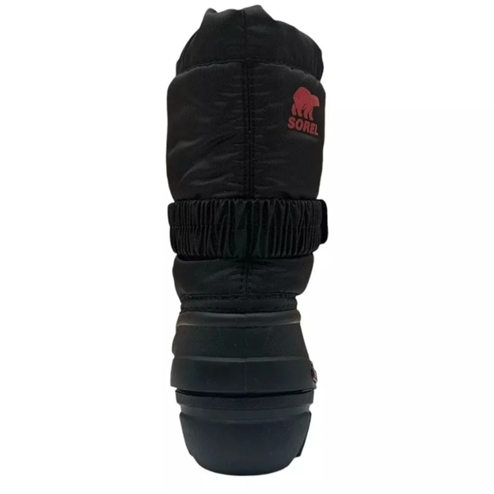 Sorel Toddler Boys Winter Snow Boots Size 9 Black Red Insulated Waterproof Shoes